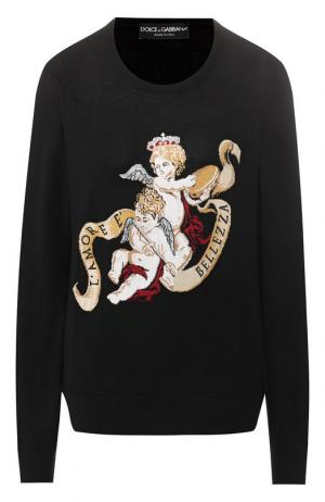 Пуловер из шерсти и шелка Dolce & Gabbana. Цвет: черный