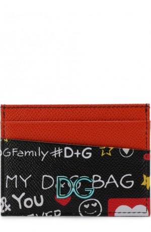Кожаный футляр для кредитных карт с принтом Dolce & Gabbana. Цвет: черный