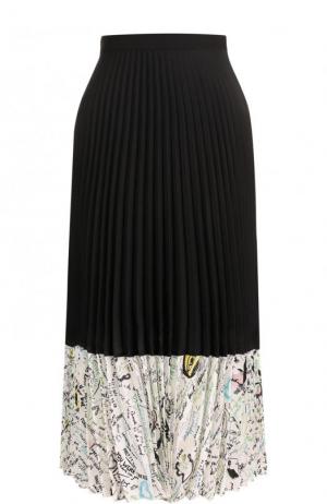 Шелковая плиссированная юбка-миди Maison Margiela. Цвет: черный
