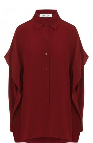 Шелковая блуза свободного кроя с оборками Diane Von Furstenberg. Цвет: бордовый
