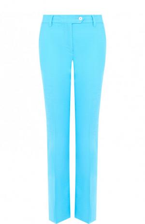 Укороченные брюки из смеси вискозы и льна со стрелками Kiton. Цвет: голубой
