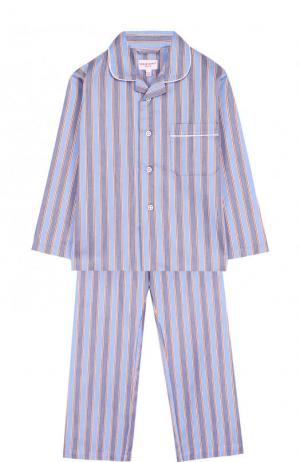 Хлопковая пижама с принтом Derek Rose. Цвет: голубой