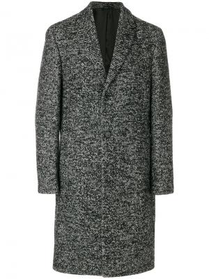 Твидовое однобортное пальто Calvin Klein. Цвет: чёрный