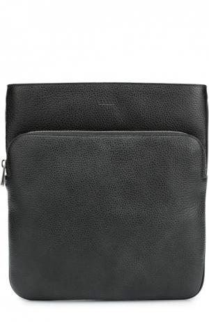 Кожаная сумка-планшет с внешним карманом на молнии Bally. Цвет: черный