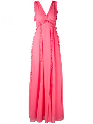 Длинное платье с рюшами MSGM. Цвет: розовый и фиолетовый