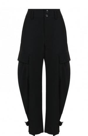 Укороченные шерстяные брюки с накладными карманами Yohji Yamamoto. Цвет: черный