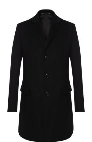 Однобортное пальто из смеси шерсти и кашемира HUGO. Цвет: черный