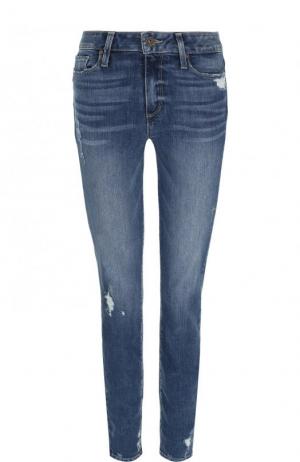 Укороченные джинсы-скинни с потертостями Paige. Цвет: синий