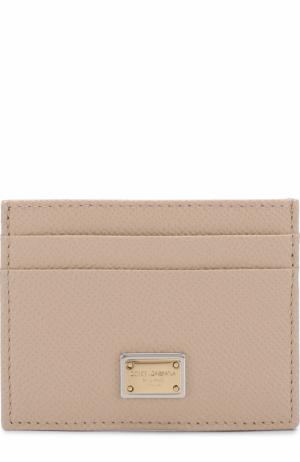 Кожаный футляр для кредитных карт Dolce & Gabbana. Цвет: светло-бежевый