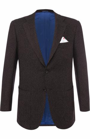 Кашемировый однобортный пиджак Kiton. Цвет: темно-коричневый