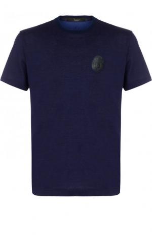 Хлопковая футболка с круглым вырезом Billionaire. Цвет: темно-синий