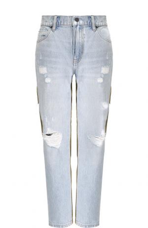 Укороченные джинсы с потертостями Denim X Alexander Wang. Цвет: разноцветный