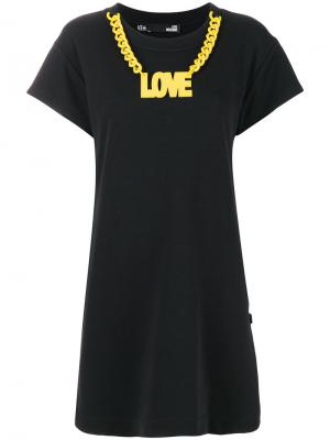 Платье-футболка с цепочкой Love Moschino. Цвет: чёрный