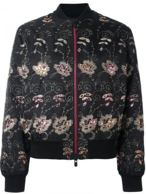 Куртка-бомбер с цветочной вышивкой Givenchy. Цвет: чёрный