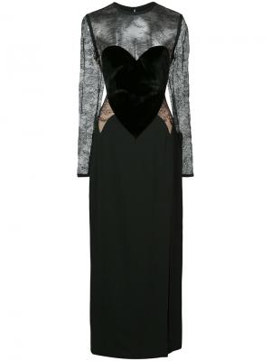 Приталенное длинное платье Elie Saab. Цвет: чёрный