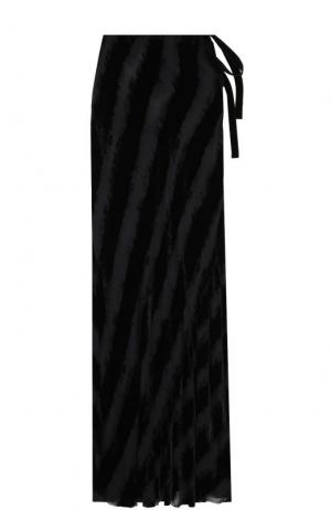 Бархатная юбка-макси с прозрачными вставками Ann Demeulemeester. Цвет: черный
