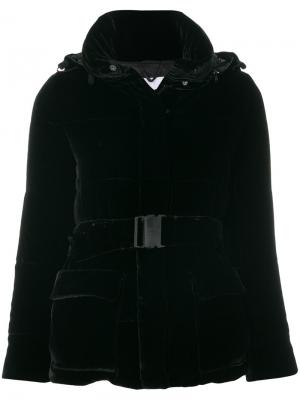 Бархатная дутая куртка с поясом Aspesi. Цвет: чёрный