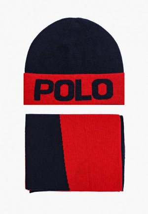 Шапка и шарф Polo Ralph Lauren. Цвет: разноцветный