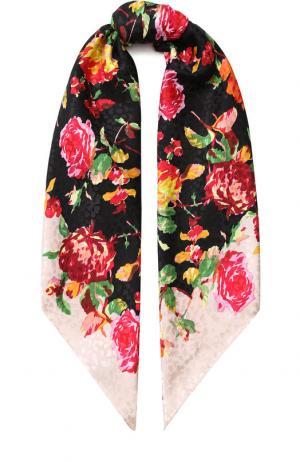 Шелковый платок с цветочным принтом Valentino. Цвет: черный