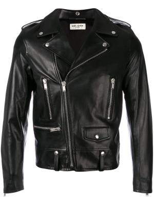 Байкерская куртка на молнии Saint Laurent. Цвет: чёрный