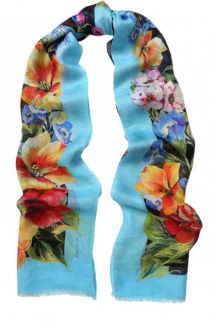 Шелковый шарф с цветочным принтом Dolce & Gabbana. Цвет: черный
