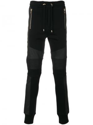 Байкерские спортивные брюки Balmain. Цвет: чёрный