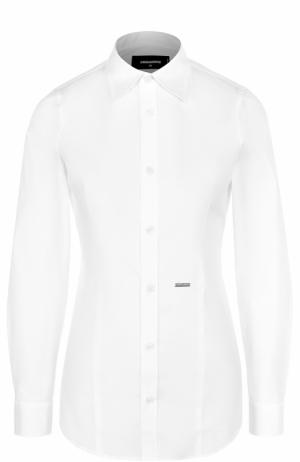 Приталенная хлопковая блуза Dsquared2. Цвет: белый