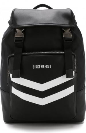Текстильный рюкзак с клапаном Dirk Bikkembergs. Цвет: черный