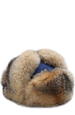 Кашемировая шапка-ушанка Alaskan с меховой отделкой Loro Piana. Цвет: темно-синий