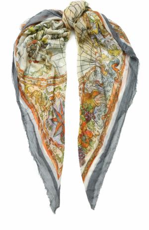 Платок из смеси вискозы и шелка с принтом 813 Ottotredici Annalisa Giuntini. Цвет: разноцветный