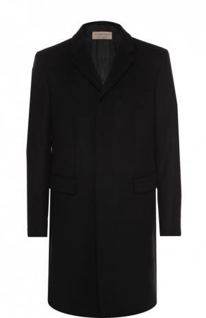 Однобортное пальто из смеси шерсти и кашемира с потайными пуговицами Burberry. Цвет: черный