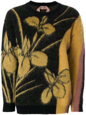 Свитер с цветочным узором интарсия Nº21. Цвет: чёрный