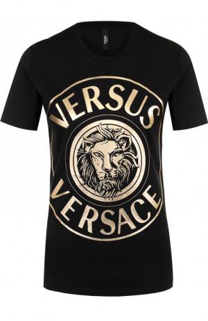 Хлопковая футболка с логотипом бренда Versus Versace. Цвет: разноцветный