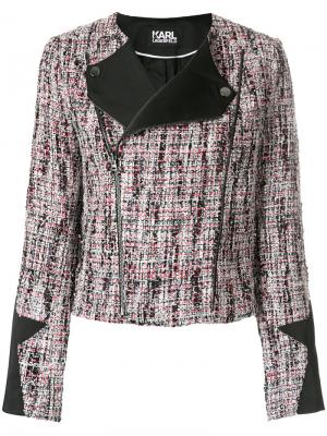 Укороченный пиджак букле Karl Lagerfeld. Цвет: розовый и фиолетовый