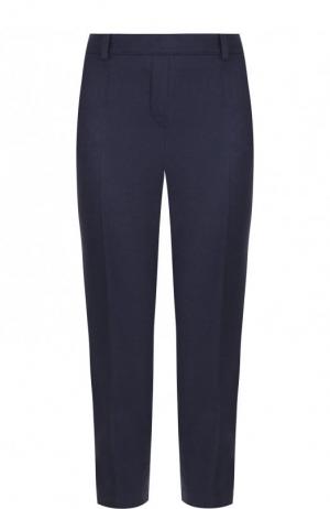 Укороченные брюки из смеси кашемира и шелка со стрелками Loro Piana. Цвет: темно-синий