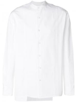Асимметричная рубашка с воротником-мандарин Maison Flaneur. Цвет: белый