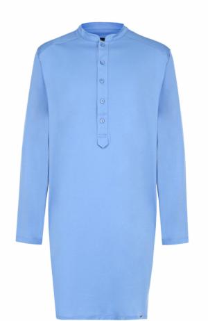 Хлопковая ночная сорочка Hanro. Цвет: голубой