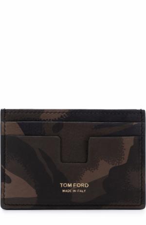 Кожаный футляр для кредитных карт Tom Ford. Цвет: оливковый