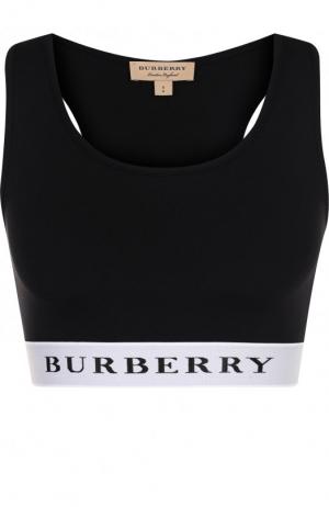 Укороченный топ с логотипом бренда Burberry. Цвет: черный