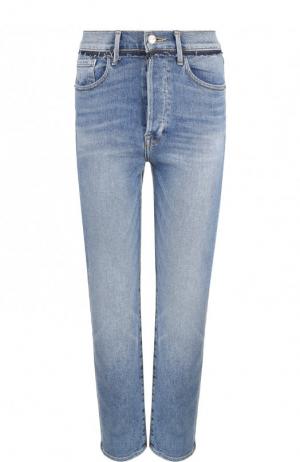 Укороченные джинсы прямого кроя с потертостями Frame Denim. Цвет: синий