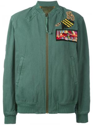 Куртка-бомбер с нашивками Mr & Mrs Italy. Цвет: зелёный