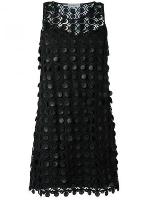 Кружевное платье с вышивкой Carven. Цвет: чёрный