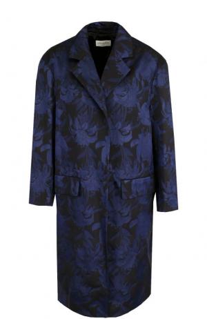 Пальто свободного кроя с цветочным принтом Dries Van Noten. Цвет: темно-синий