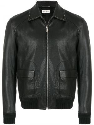 Байкерская куртка с заклепками Saint Laurent. Цвет: чёрный