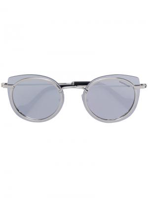 Солнцезащитные очки в круглой оправе Moncler Eyewear. Цвет: металлический
