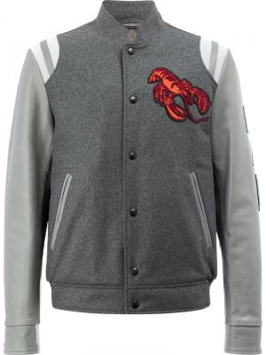 Бейсбольная куртка-бомбер с вышитым омаром Lanvin. Цвет: серый