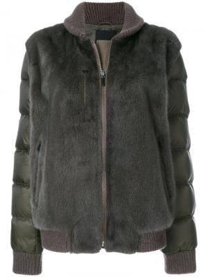Куртка-пуховик с норковым мехом Liska. Цвет: коричневый
