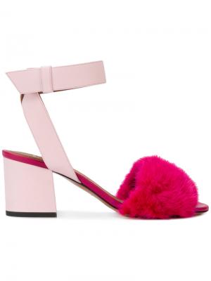 Босоножки с норковым мехом Givenchy. Цвет: розовый и фиолетовый