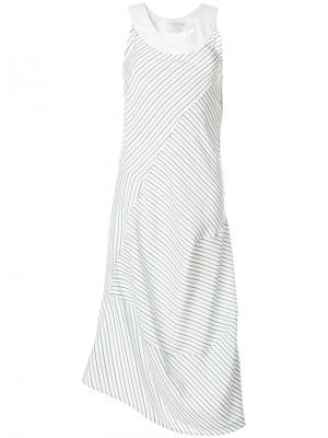 Платье миди в полоску Victoria Beckham. Цвет: белый