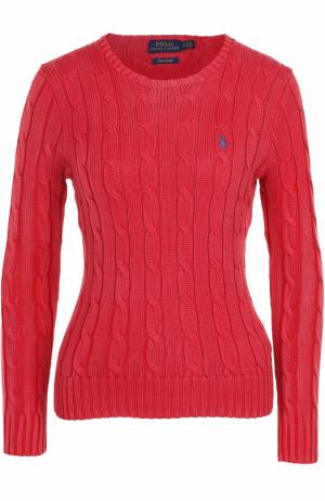 Пуловер фактурной вязки с логотипом бренда Polo Ralph Lauren. Цвет: красный